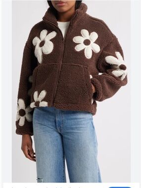 Marc Edward Studio SFloral Sherpa Jacket - Chocolate Brown